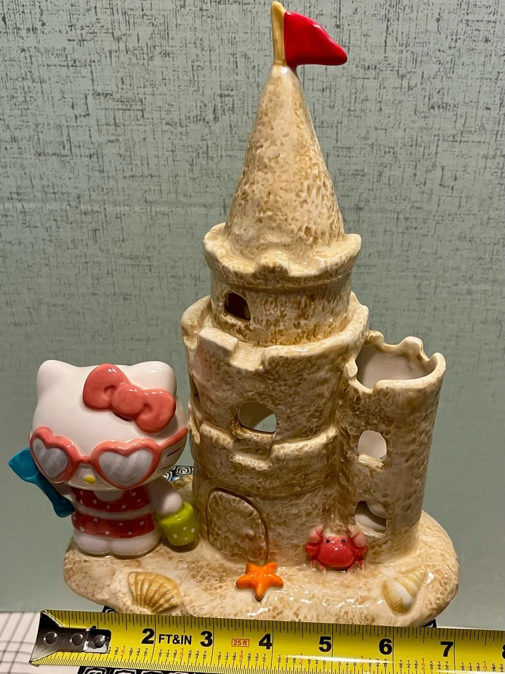 NWT HELLO KITTY CLAYWORKS Blue Sky Pink & Red Sandcastle TEALIGHT HOLDER